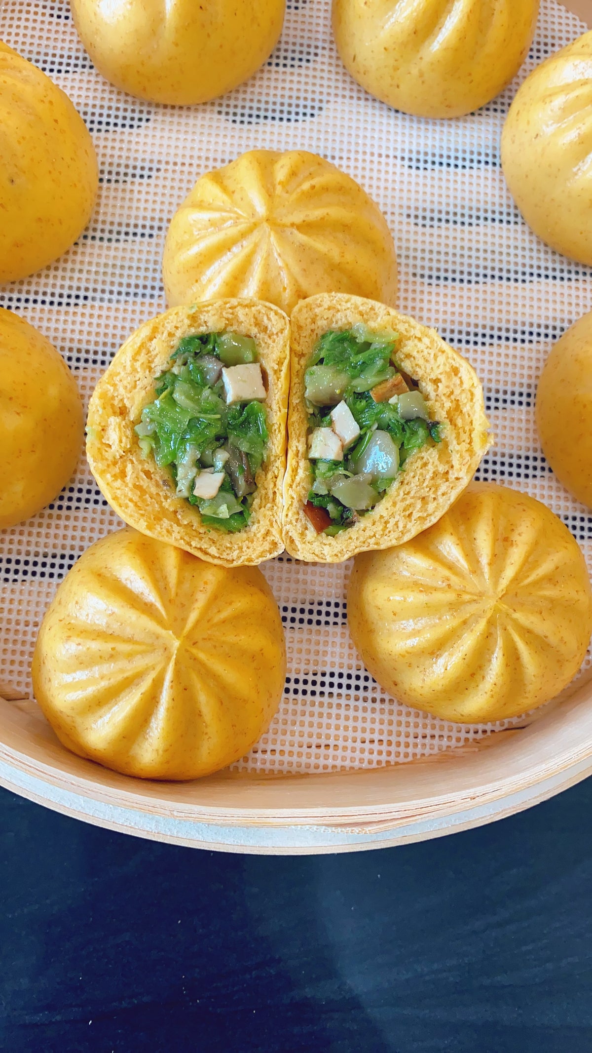 Steamed Buns Shiitake Mushroom, Greens & Tofu Buns 10 pieces Fully Cooked