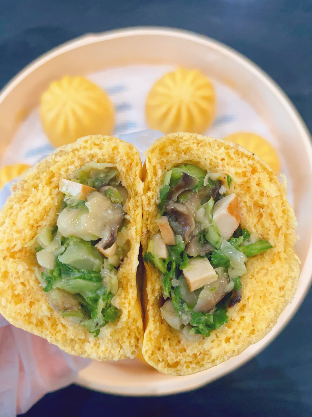 Steamed Buns Shiitake Mushroom, Greens & Tofu Buns 10 pieces Fully Cooked