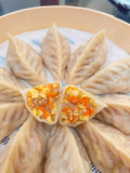 Fully Cooked Steamed Dumplings Carrot, Egg & Glass Noodle Filling 1lb/12 pieces
